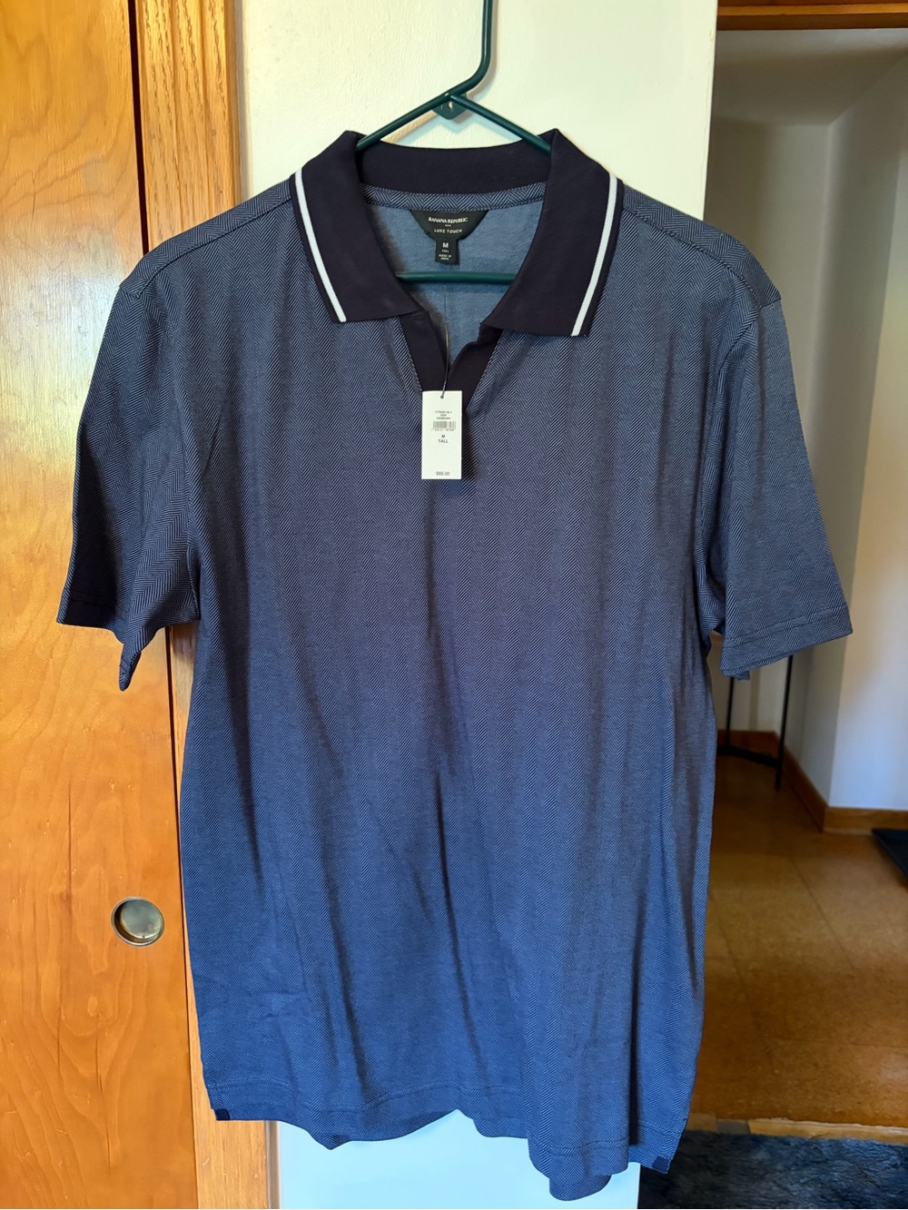 Banana Republic Men’s Navy Polo with Contrast Stripe Collar